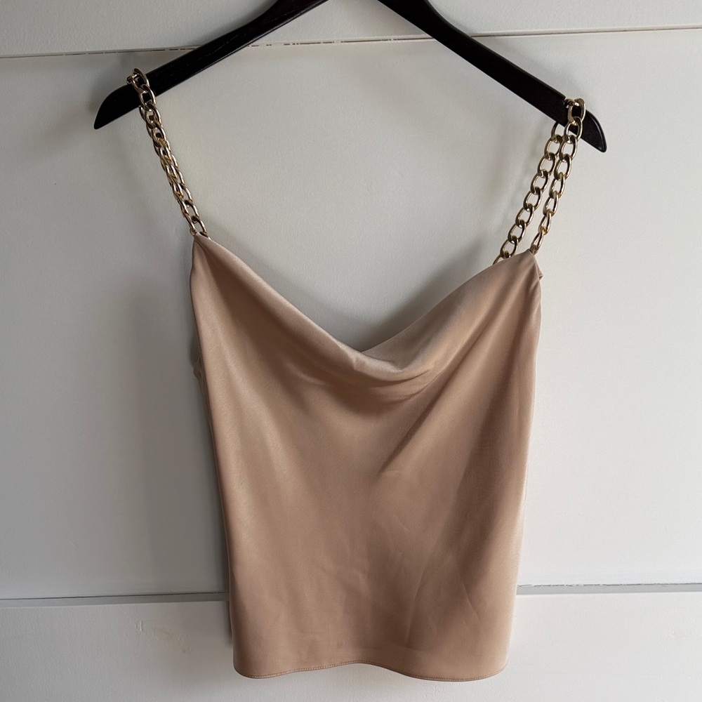 Alice + Olivia Harmon Chain strap draped slip tank